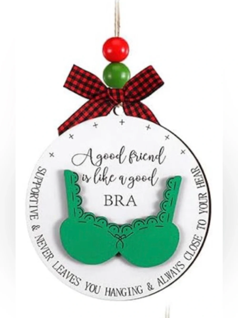 FunnyBest Friend Christmas Hanging Ornament 2026 Wooden -New - Choose 1
